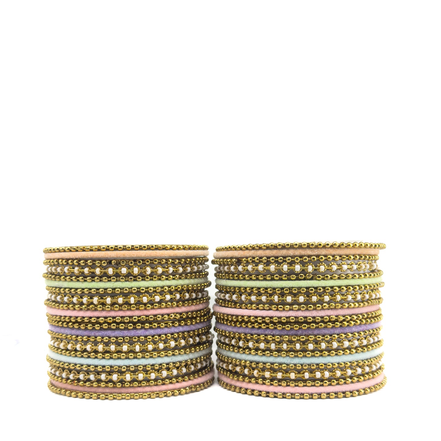 The "Royal Shagun" Stack — Multicolor Velvet & Gold Bridal Set