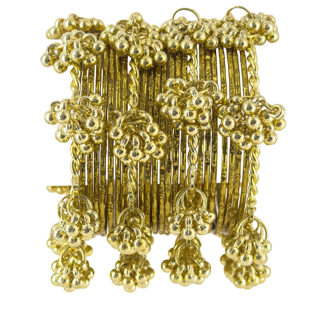 Hammered gold ghungroo chuda set of 28