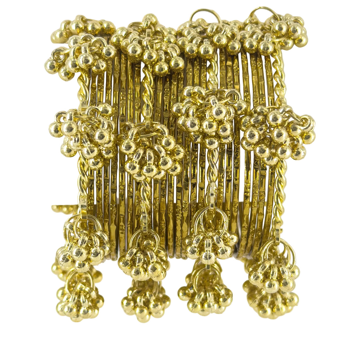 Hammered gold ghungroo chuda set of 28