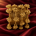 Kashmiri metal stack ghungroo chuda set on deep maroon silk