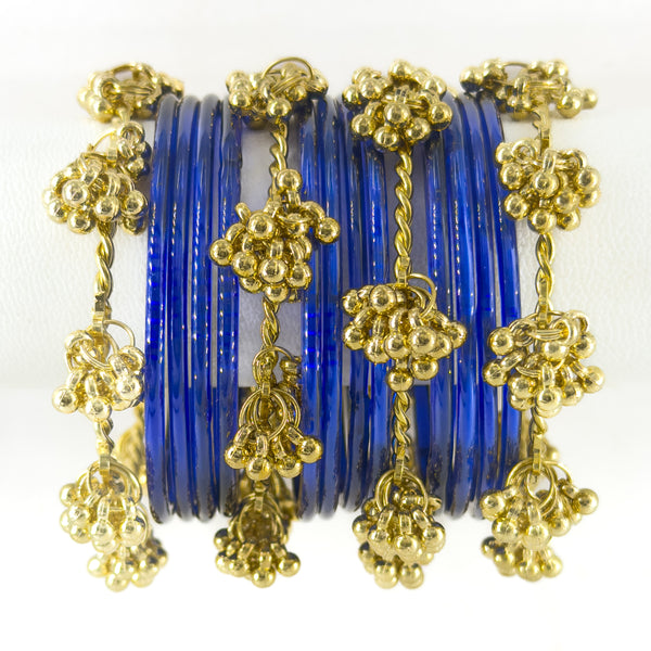 The "Kashmiri Viral" Stack | Glass Bangles with Heavy Golden Guchha Charms