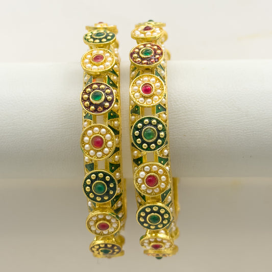 The Royal Multi-Color Motif Kada (Pair)