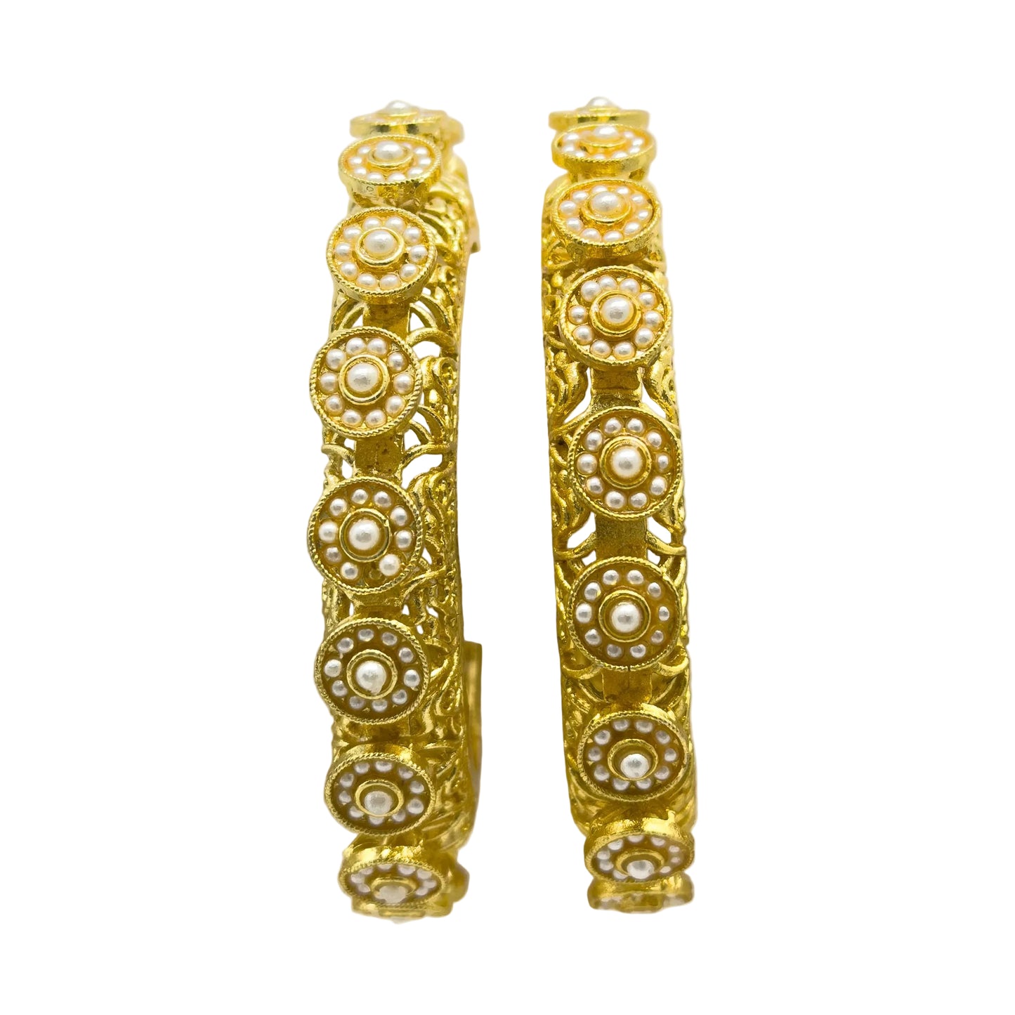 The "Temple Chakra" Kadas | Gold Plated Jali Work Bangles (Set of 2)