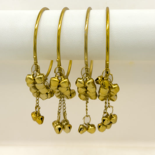 The "Boho Beats" Ghungroo Bangle Set | Silver & Gold Charm Stack (Set of 4)