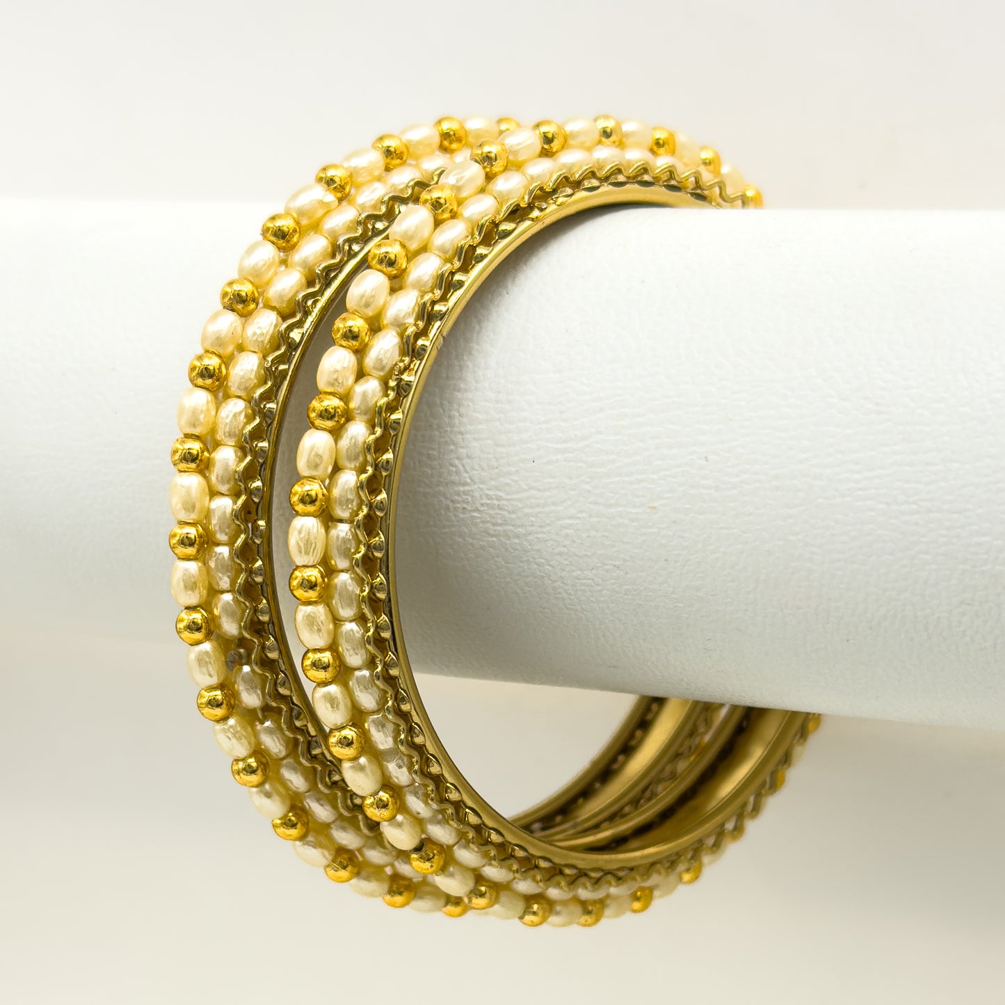 The "Rajwada" Jadau Stone Kadas | Heavy Pacchi Work Bangles (Set of 2)