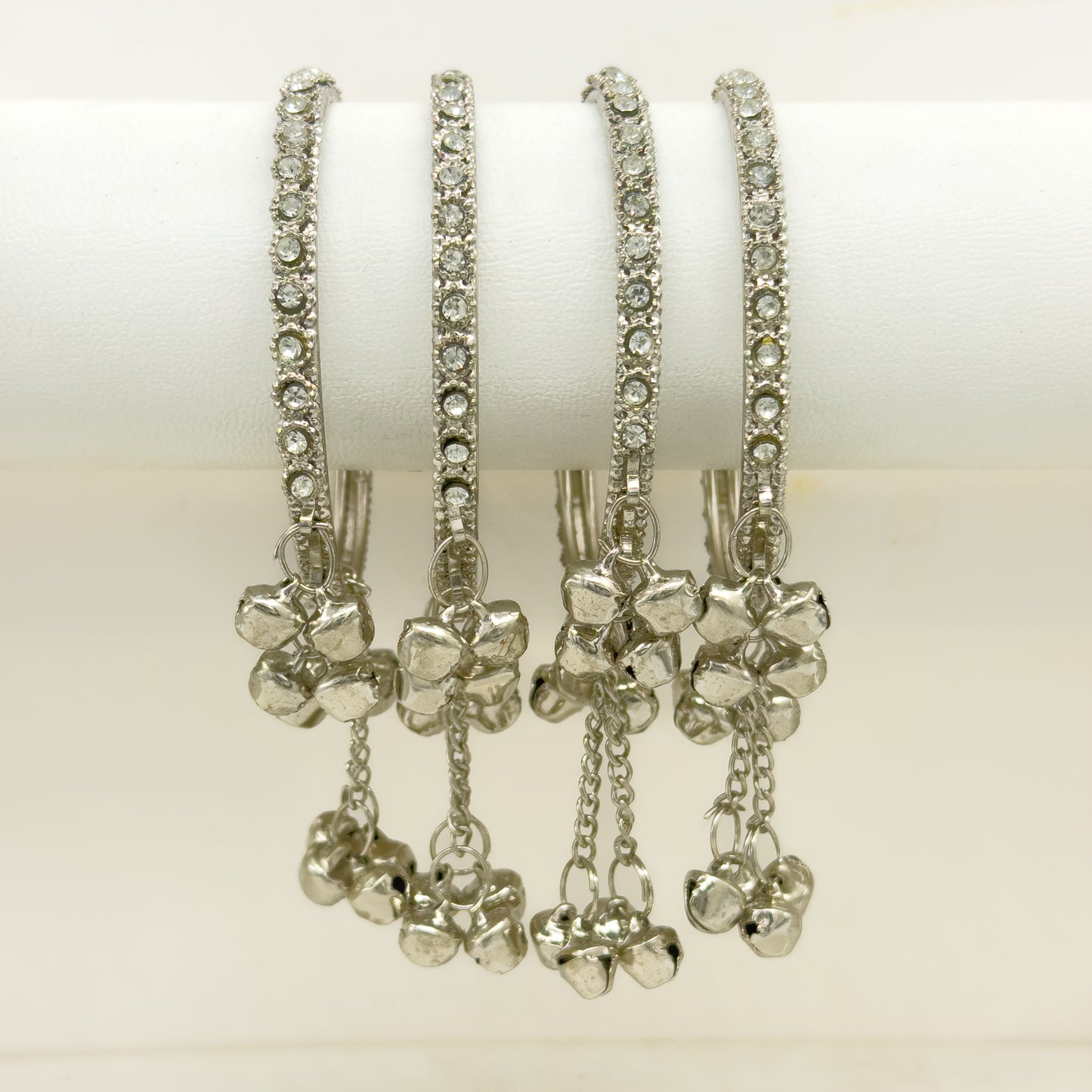 Fancy Stone Ghungroo Bangles (4pc) | Nag Wali Latkan Churi | Antique & Silver