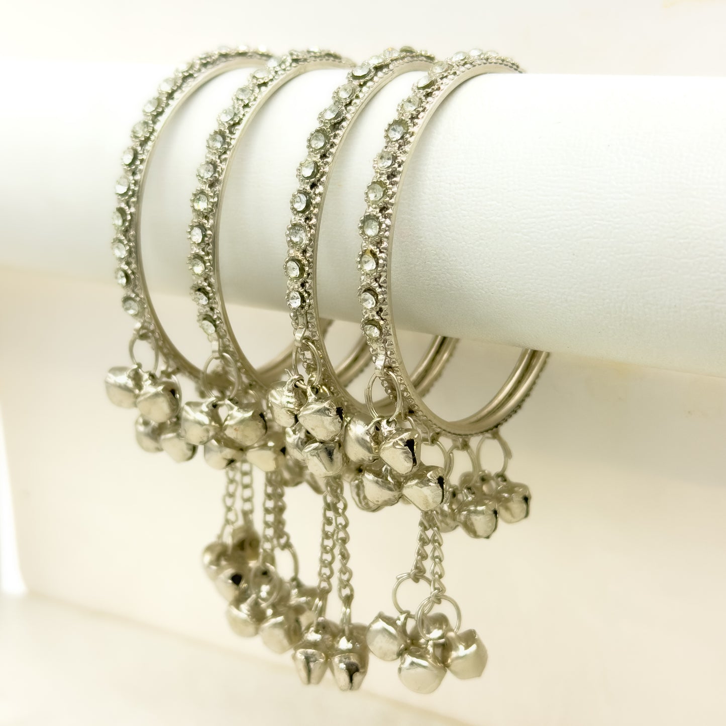 Fancy Stone Ghungroo Bangles (4pc) | Nag Wali Latkan Churi | Antique & Silver