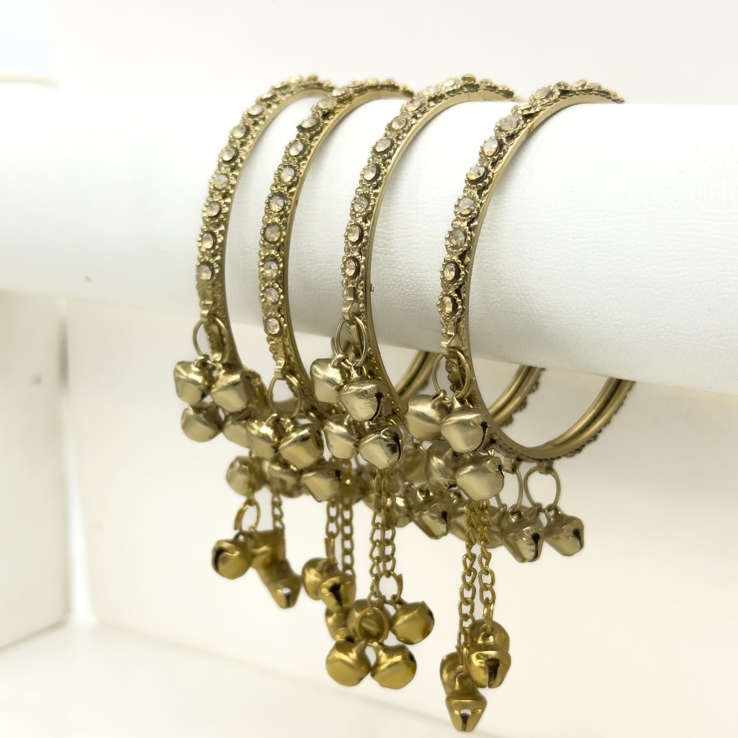 Fancy Stone Ghungroo Bangles (4pc) | Nag Wali Latkan Churi | Antique & Silver