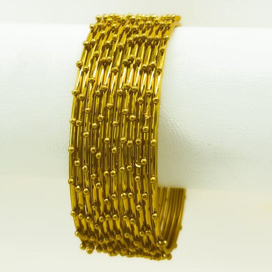 12pc Dotted Wire Bangles | Daane Wali Fancy Chudi | Black, Gold & Silver