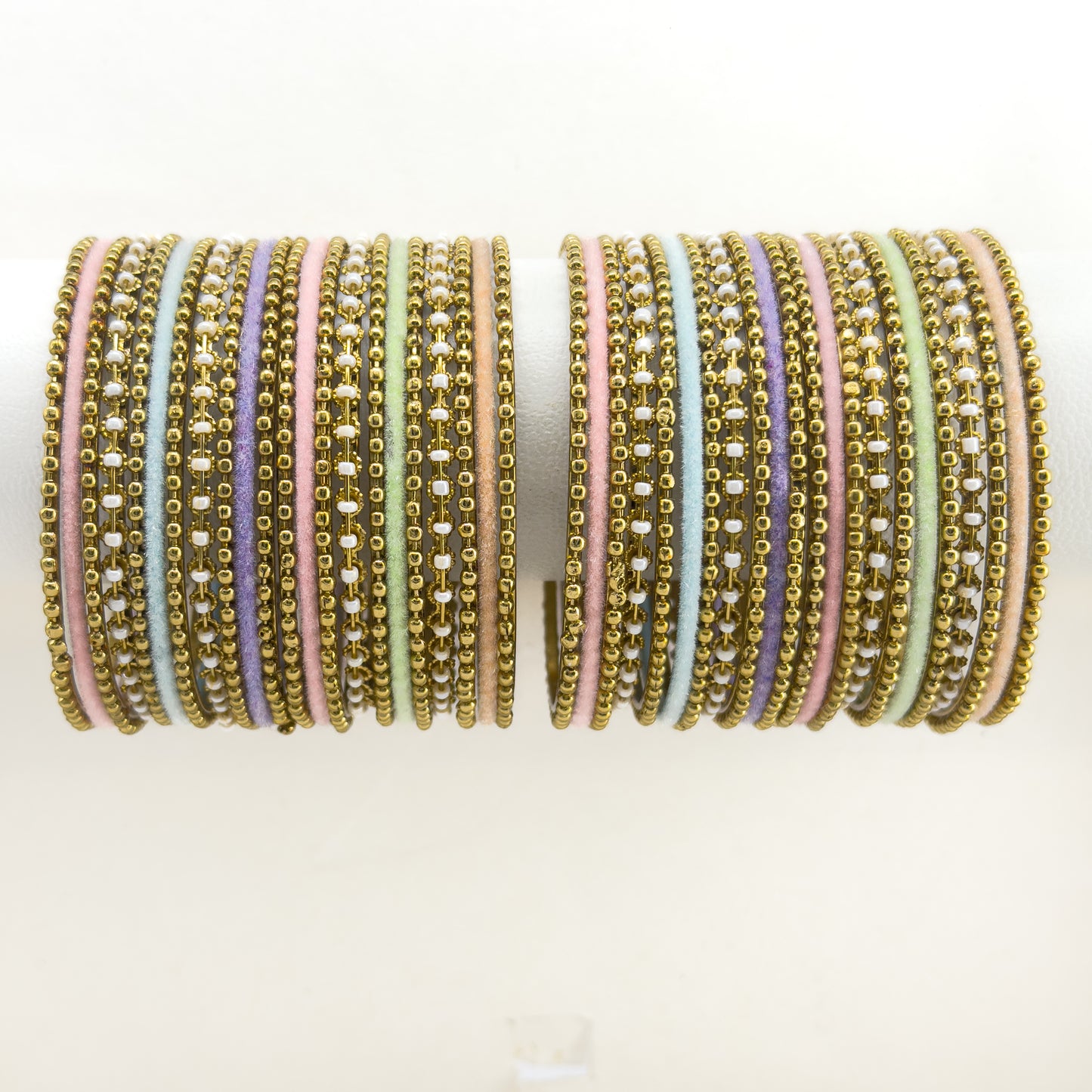 The "Royal Shagun" Stack — Multicolor Velvet & Gold Bridal Set