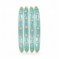 Sky Aqua kundan glass bangles - white studio