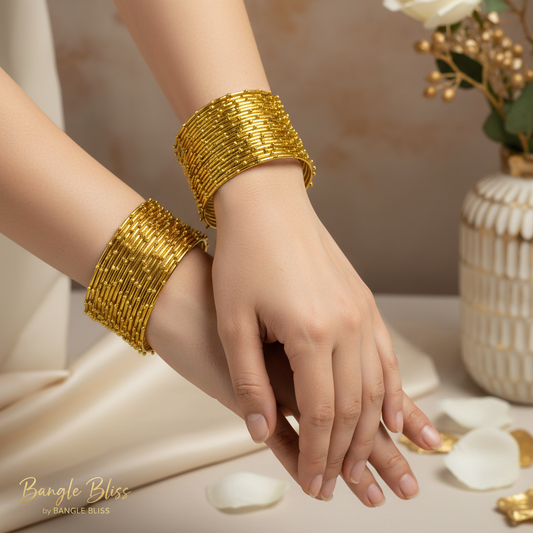 12pc Dotted Wire Bangles Daane Wali Fancy Chudi Black Gold Silver - by Bangle Bliss